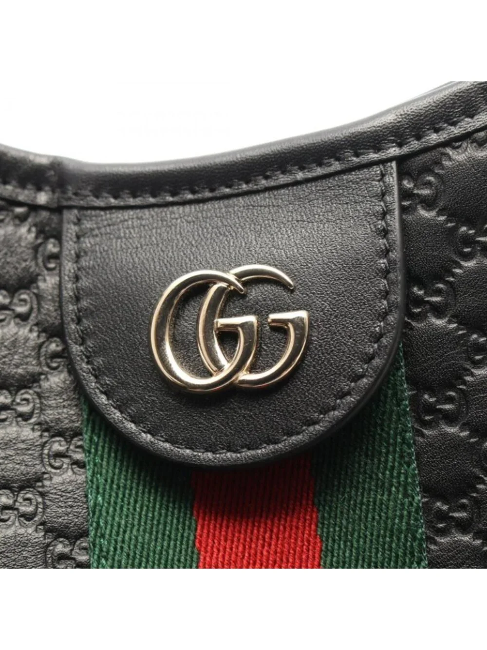 Gucci Handbag Giglio Micro Guccissima 2-Way Black Leather Guccissima Ophidia